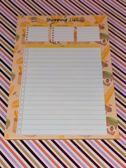 A5 Size Shopping List Notepad